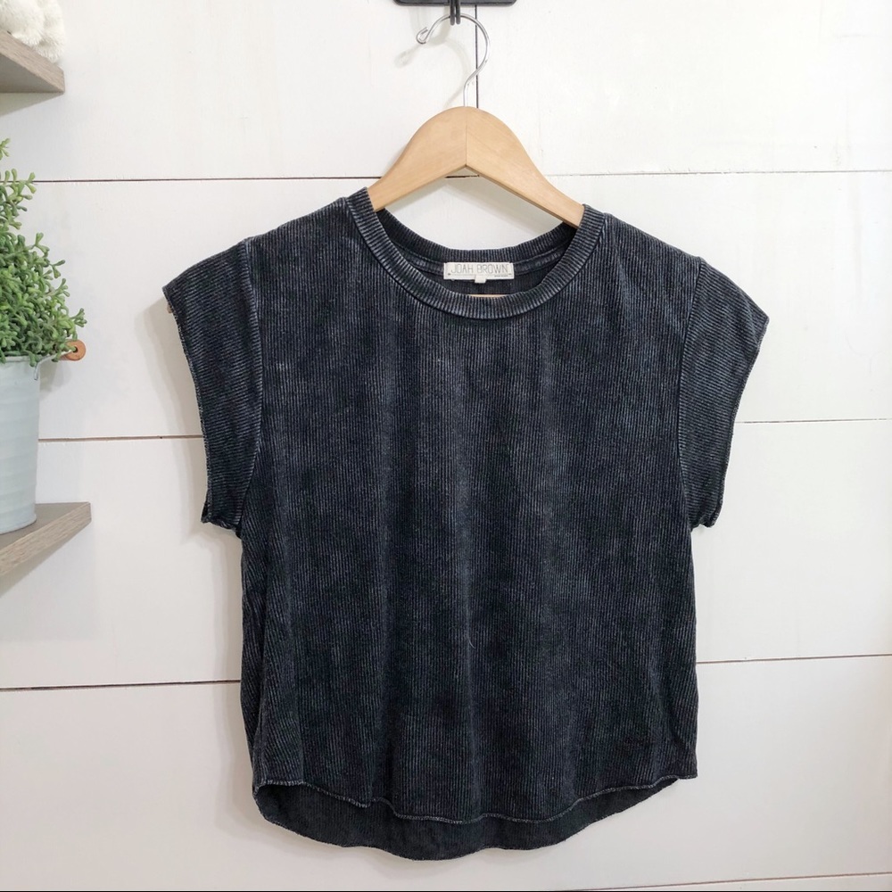 Joah Brown Ribbed Crop Top